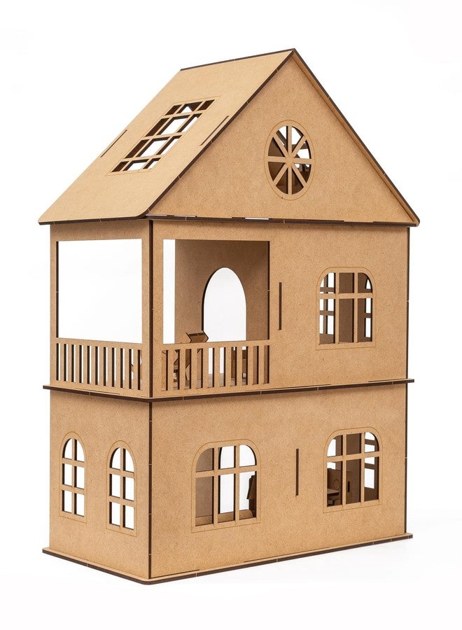 NEKBAL DIY Wooden Doll House with Furniture for Kids, Dollhouse Construction Kit with Assembly Instructions, Wooden Doll House for Girls and Boys - Image 4