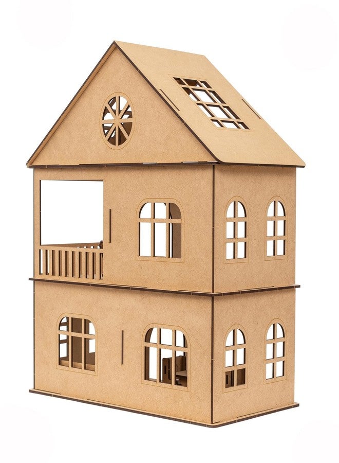 NEKBAL DIY Wooden Doll House with Furniture for Kids, Dollhouse Construction Kit with Assembly Instructions, Wooden Doll House for Girls and Boys - Image 2