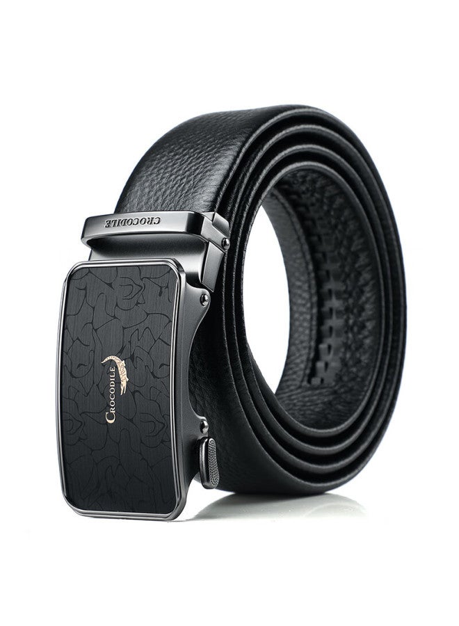 Crocodile Business Top-grain Leather Belt, Fashionable Automatic Buckle Belt For Men, Birthday Gift T4063 - Image 1