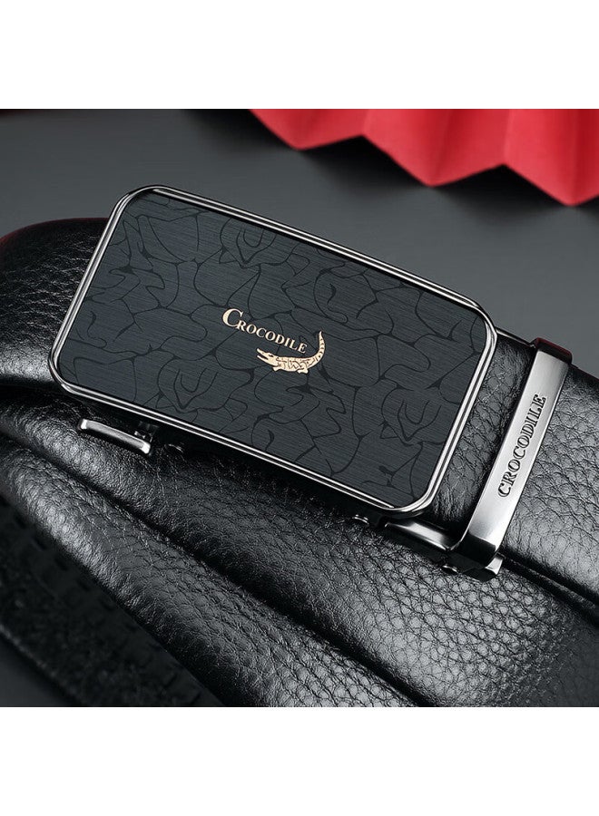 Crocodile Business Top-grain Leather Belt, Fashionable Automatic Buckle Belt For Men, Birthday Gift T4063 - Image 2