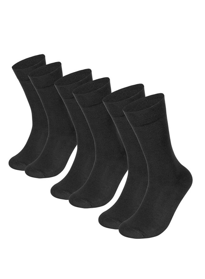 ALLKING Formal/Office Terry Socks for Men, Reinforced Heel & Toe for Extended Durability, Anti Odor & Anti-Bacterial - Pack of 3 (Black)  - Image 1