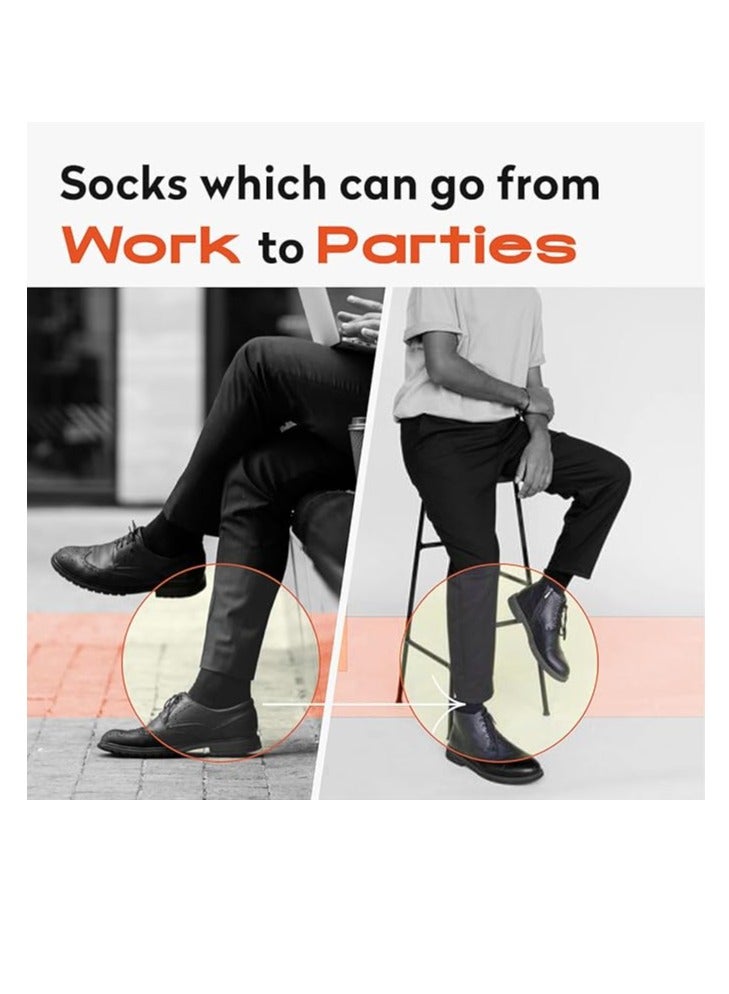 ALLKING Formal/Office Terry Socks for Men, Reinforced Heel & Toe for Extended Durability, Anti Odor & Anti-Bacterial - Pack of 3 (Black)  - Image 3