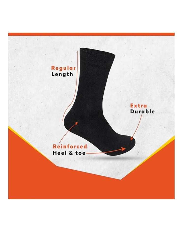 ALLKING Formal/Office Terry Socks for Men, Reinforced Heel & Toe for Extended Durability, Anti Odor & Anti-Bacterial - Pack of 3 (Black)  - Image 5