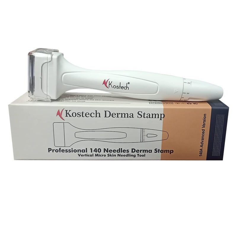 KOSTECH Derma Stamp for Hair Growth & Skin Repair | Titanium Adjustable Needles 0.25mm-3mm | 140 Microneedling Stamp for Face, Hair & Beard | Reduces Acne Scars & Wrinkles | Safe & Easy To Use - Image 1