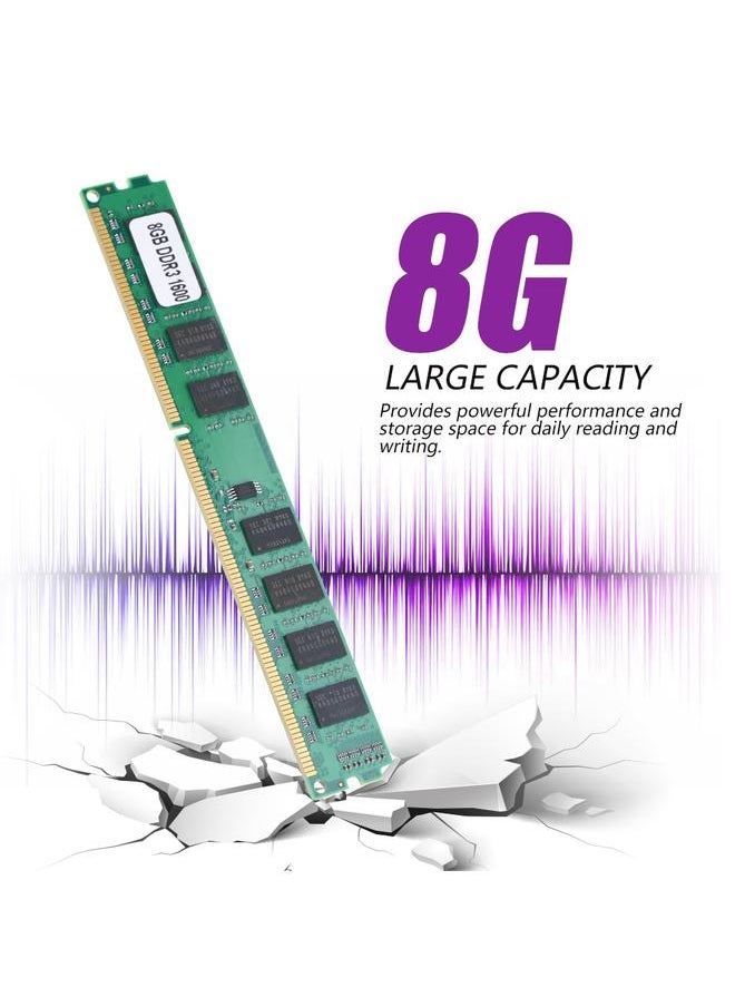 Thoraya وحدة ذاكرة رام بسعة 8 جيجابايت DDR3 240 دبوس بتردد 1600 ميجاهرتز طراز PC-12800 لوحدة المعالجة المركزية Intel/ AMD  - Image 2