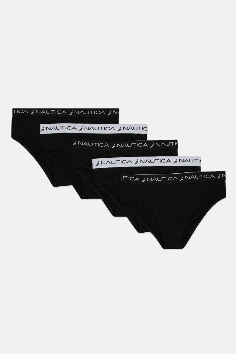 NAUTICA Kids Girl 5 Piece Brand Logo Brief, Black - Image 1
