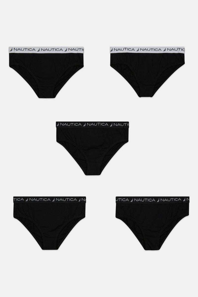 NAUTICA Kids Girl 5 Piece Brand Logo Brief, Black - Image 3