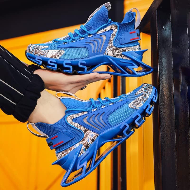 GJUYC Sneakers Shoes for Men Running Shoe Mens Trail Fashion Sport Man Athletic Men's Basketball Walking Casual Hiking Male Blue Black Size 8.5 Runner - Image 2