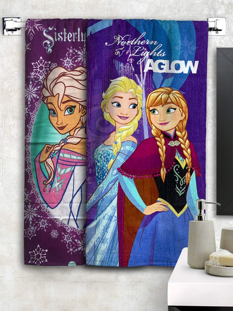 Athom Trendz Athom Living Disney Frozen Sisterly Love Elsa & Anna Kids Bath Towel 60x120 cm Pack of 2 - Image 1