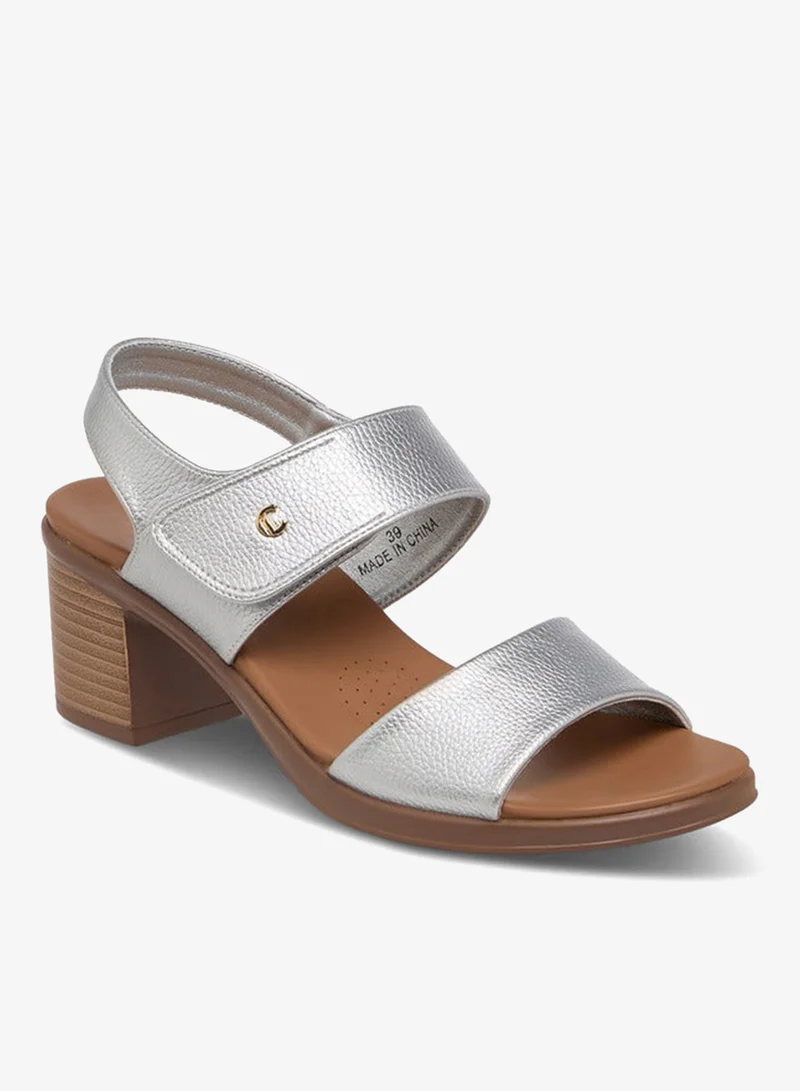Le Confort Solid Block Heel Sandals with Hook and Loop Closure