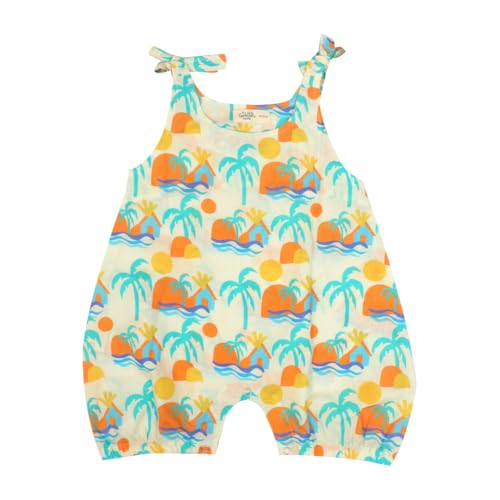 A toddler thing Romper For Babies|Mulmul Cotton|Perfect for Summer|Cotton Knot Type Romper|Lil' Paradise|6-12m - Image 1