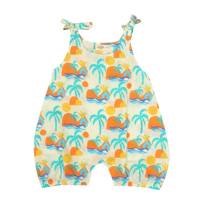 A toddler thing Romper For Babies|Mulmul Cotton|Perfect for Summer|Cotton Knot Type Romper|Lil' Paradise|6-12m - Image 3