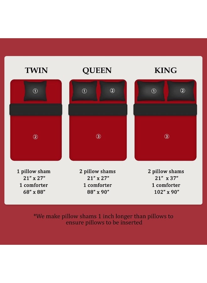 Generic - LOVTEX 2PCS Twin Size Comforter Sets - Ultra Soft Washed Microfiber Comforter Sets for Twin Size Bed - Reversible Down Alternative Comforter with 1 Pillow Sham(Red/Black) - Image 1