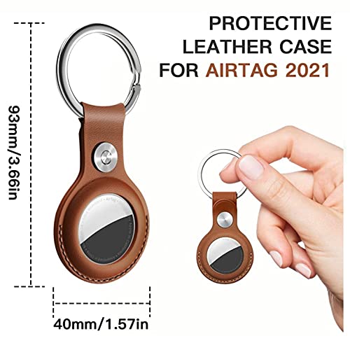 Riggear Premium Leather Key Ring Holder Case Cover Compatible with Apple Airtag (Black) - Image 2
