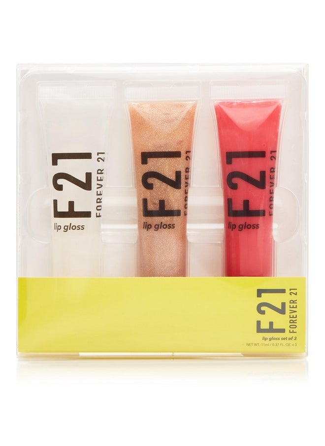 FOREVER 21 - F21 - Beauty Lip Gloss Set, Pack Of 3 Tubes, Clear And Tinted Shades, Hydrating, Plumping, Non-Sticky Formula For Glossy Shine, Clearly/Angelic/Cherry  - Image 2