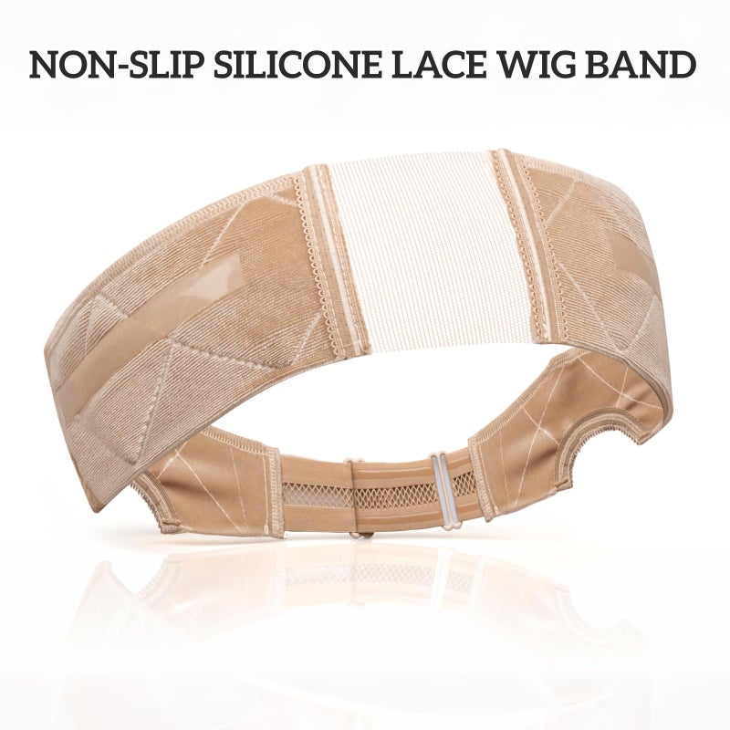 Cospack Wig Grip Band Women: Adjustable Silicone Non-Slip Wig Gripper with Middle Lace Part & Ear Cut Outs Secure Fit Breathable No-Headache for Wigs Chemo Cosplay Sports Daily Wear (LightBrown) - Image 2