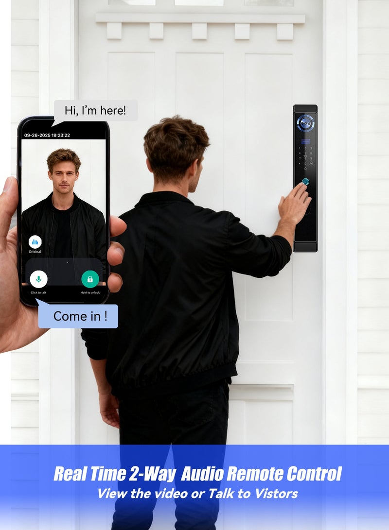 A-Link Smart Door Lock Advanced Smart Home Security Center: Featuring Face Recognition, Palm-Vein Access, Visual Doorbell with Night Vision, and Long-Lasting 5000mAh Battery. Includes 7 NFC Keycards. - Image 5