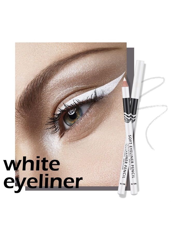Ownest 12 Packs Professional Highlighter Eye Liner Pen, Soft Strokes Easy to Color Eyeshadow Pencil, Waterproof, Long lasting, White Eyeliner Pencil Makeup - Image 1