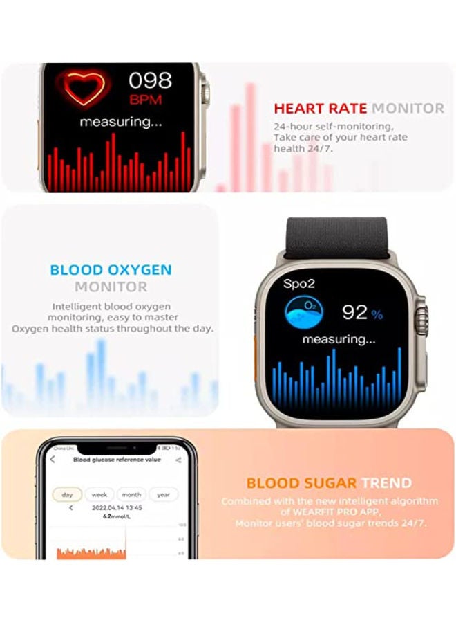 SHOPI Premium Quality  Ultra watch Waterproof Bluetooth Sport Watch Digital Smartwatch-SILVER - Image 3
