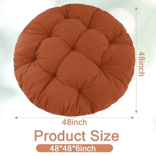 idee-home Papasan Chair Cushion, Circle Papasan Chair Cushion(Cushion Only) with Thick Corduroy Cover, 48 x 48 Inch Cushion for Egg Chair, Orange - Image 2