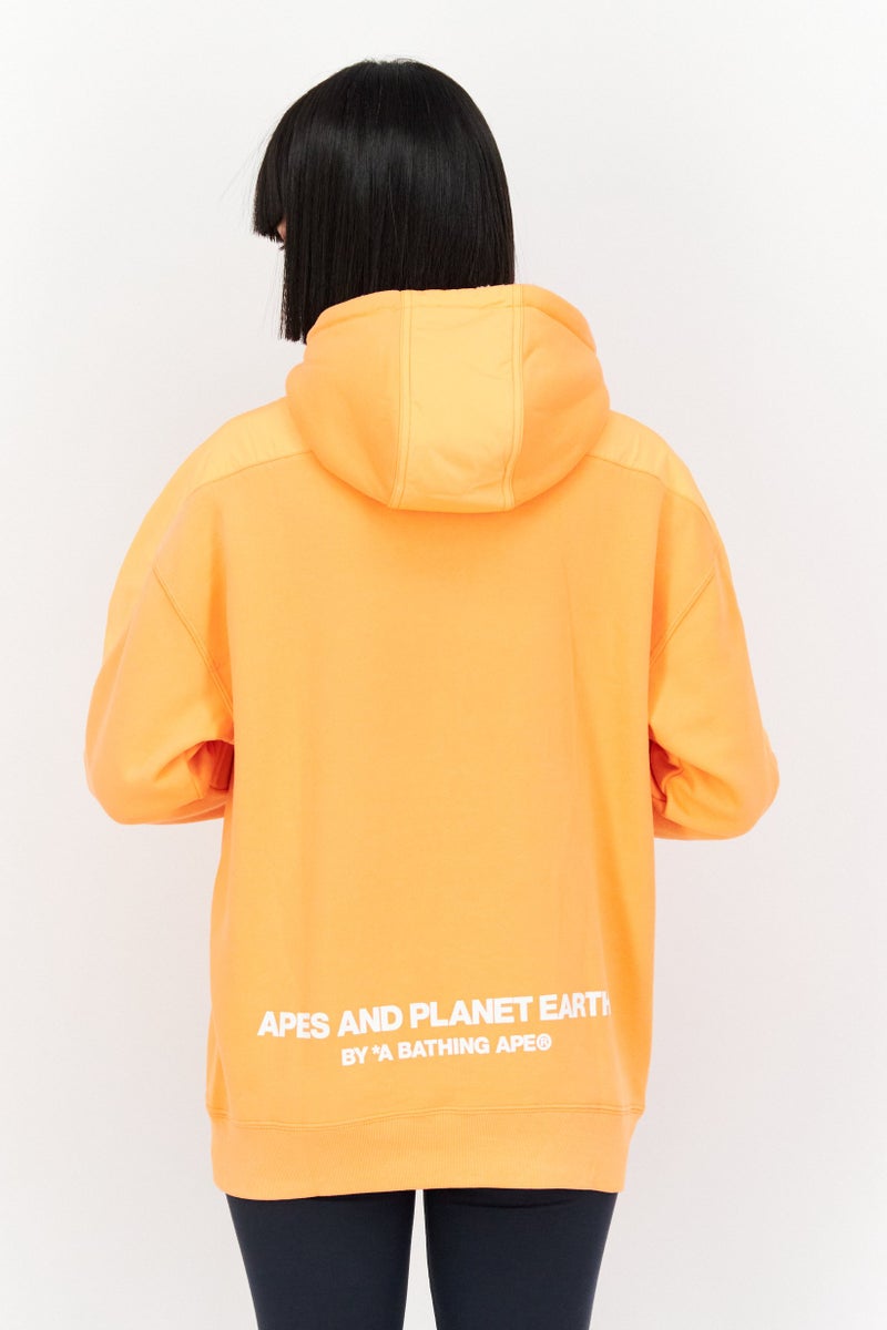 Aape By A Bathing Ape Women Hooded Graphic Print Long Sleeves Sweatshirt, Orange - Image 2