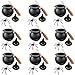 ROYHOO 48PCS Halloween Mini Witch Cauldron Set 12 Pack Small Plastic Black Candy Cauldron with Spider Broom Witch Hat for Halloween Dollhouse Craft Accessories Table Decoration Supply - Image 3