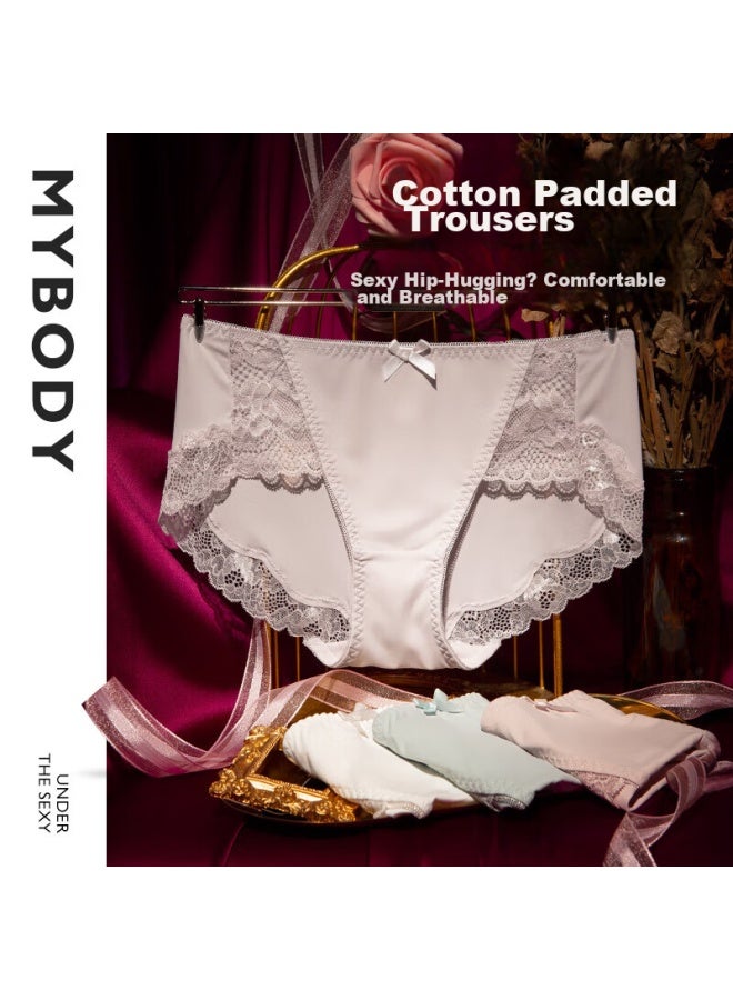 Mybody Mall Matching Cotton Pants Underwear For Women, 4-pack, Cream Skin + Peach Pink + Light Blue + White, XL - Image 1
