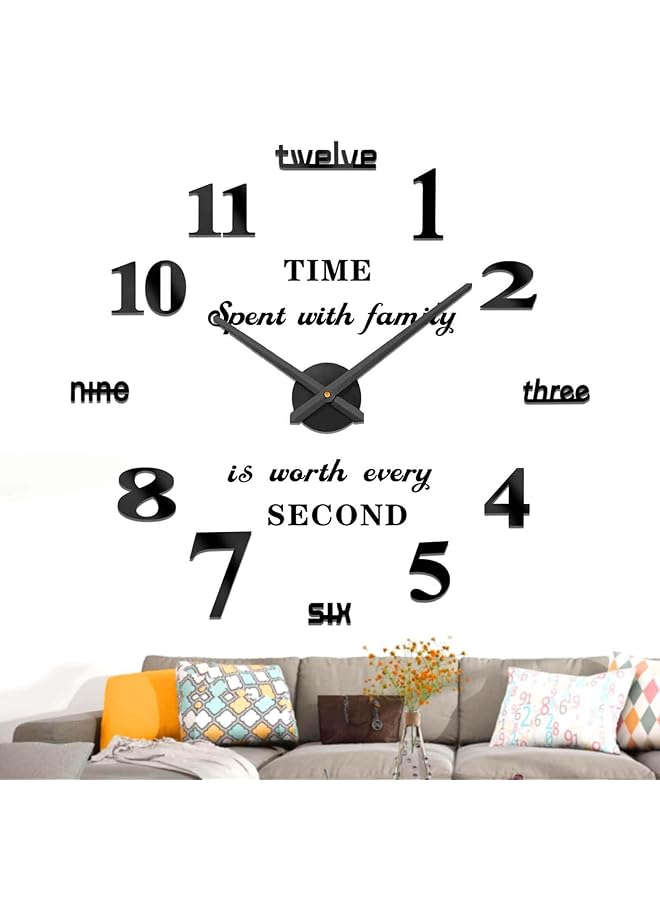 The Bros Large DIY 3D Wall Clock with Mirror Numbers Stickers - Image 1