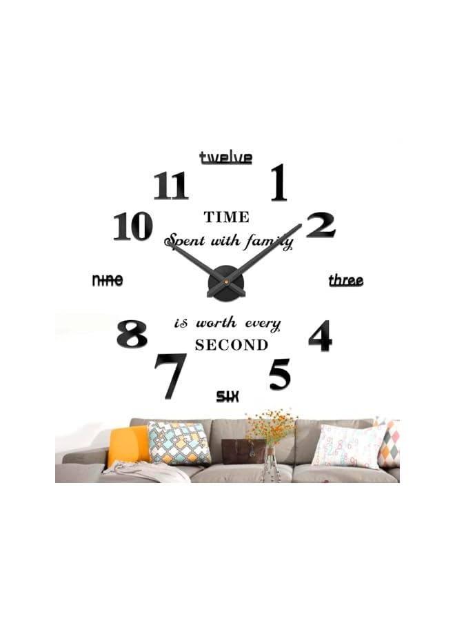 The Bros Large DIY 3D Wall Clock with Mirror Numbers Stickers - Image 2