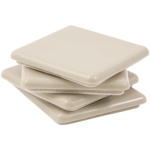 Super Sliders 212 Inch Square Self Stick Furniture Sliders for Carpet or Durable Hard Surfaces Beige 4 Pack 4701295N