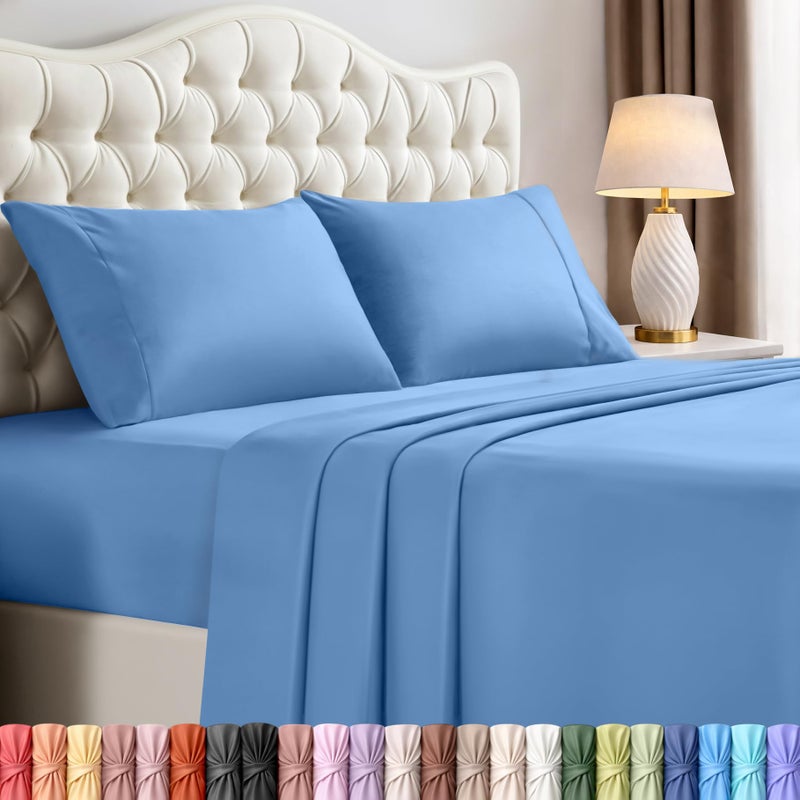 Utopia Bedding Full Size Sheet Set 4 Piece Bed Sheets Soft and Breathable Microfiber Includes 1 Fitted Sheet 1 Flat Sheet and 2 Pillowcases Oeko Tex Dutch Blue - Image 2