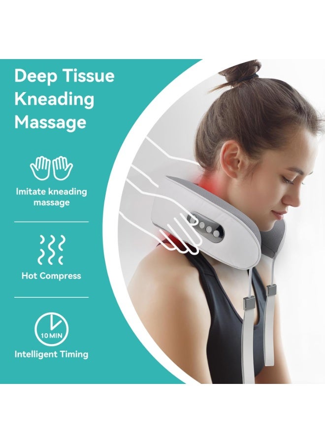 Wireless Neck Massager with Heat – Electric Shiatsu Pillow for Pain Relief – 3D Deep Tissue Massage Node – Rechargeable & Portable for Home & Travel - Image 2