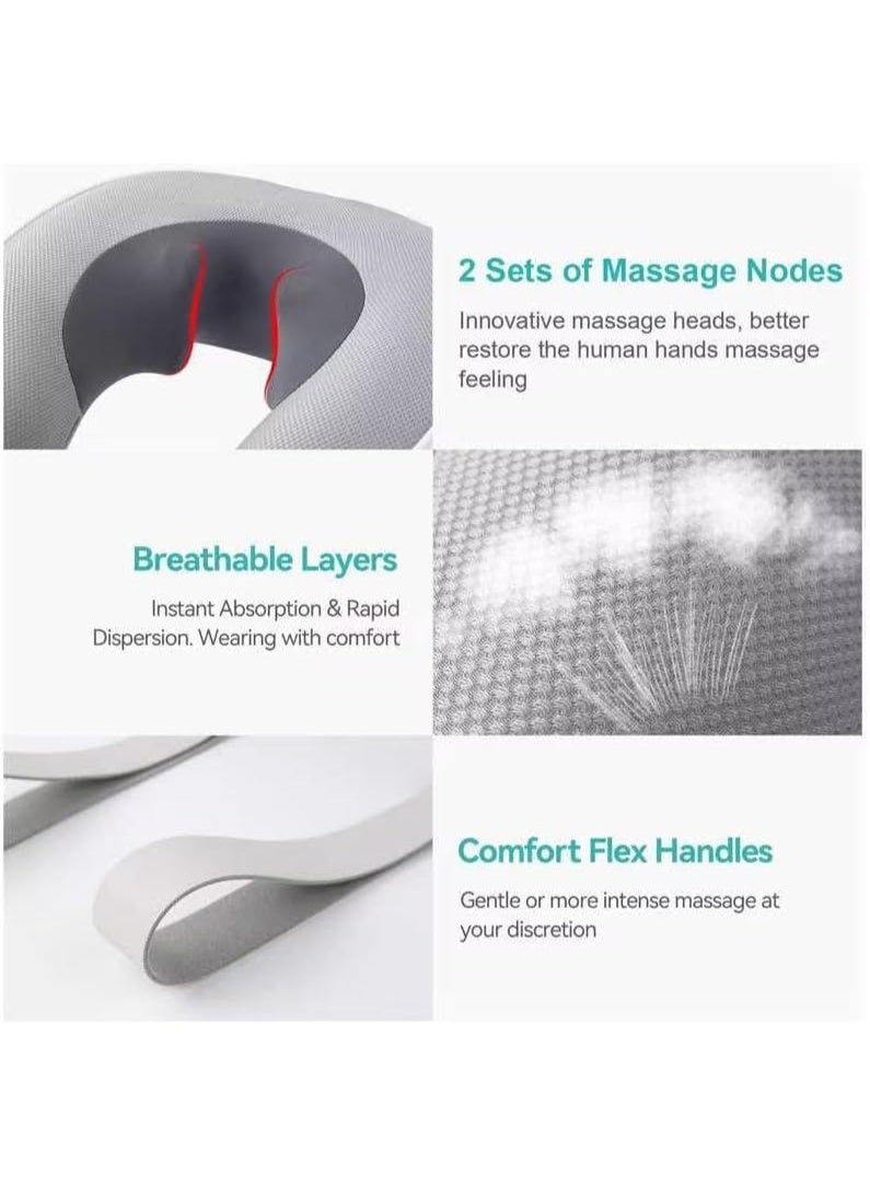 Wireless Neck Massager with Heat – Electric Shiatsu Pillow for Pain Relief – 3D Deep Tissue Massage Node – Rechargeable & Portable for Home & Travel - Image 4