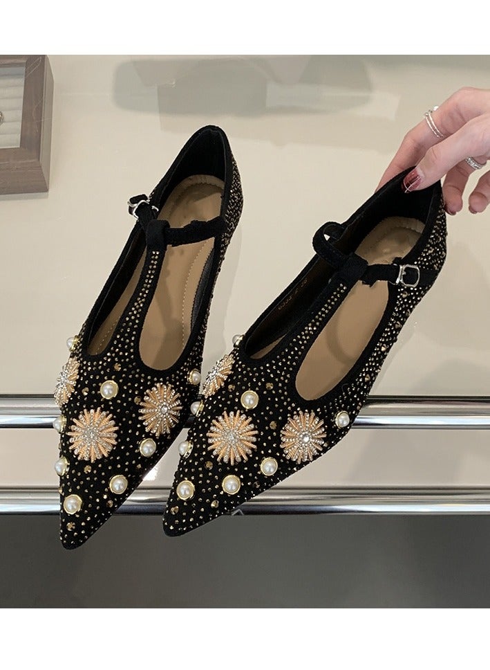 French Style Niche Fdiamond Soft Sole Flat Sole Single Shoe  - Image 1