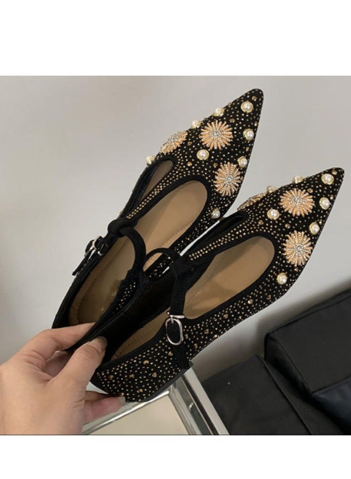 French Style Niche Fdiamond Soft Sole Flat Sole Single Shoe  - Image 3