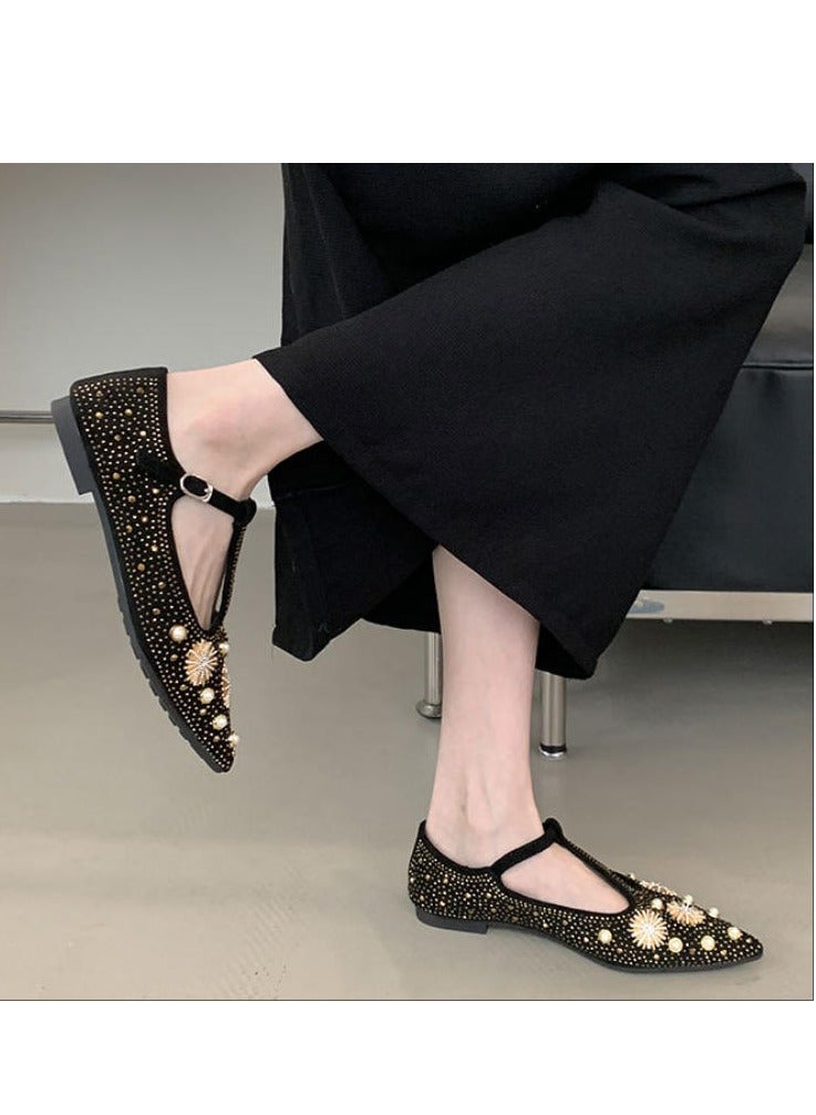 French Style Niche Fdiamond Soft Sole Flat Sole Single Shoe  - Image 5