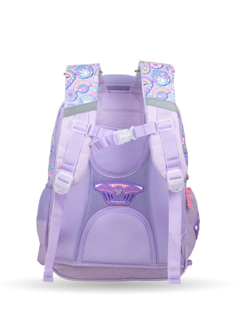 Fantastic QY001 Children's School Backpack, Sweets and Butterflies Design, 25L, 3 Compartments, Purple and Pink, 40×30×15cm - Image 3