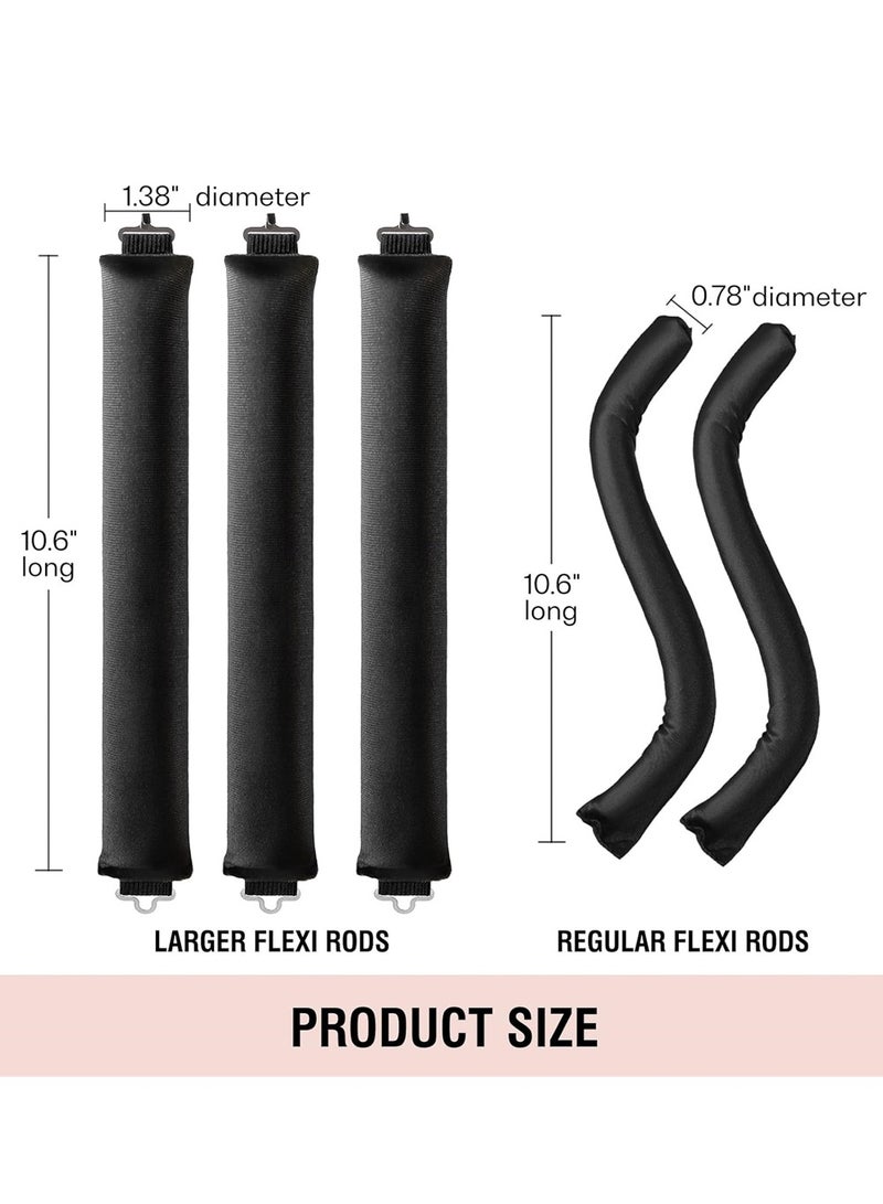 Zikra Heatless Hair Curler 3 Pack Black Flexi Rods with Hook Heatless Curling Rod for All Hair Types No Heat Curlers to Sleep In Overnight Heatless Curls for Blowout Hair - Image 3
