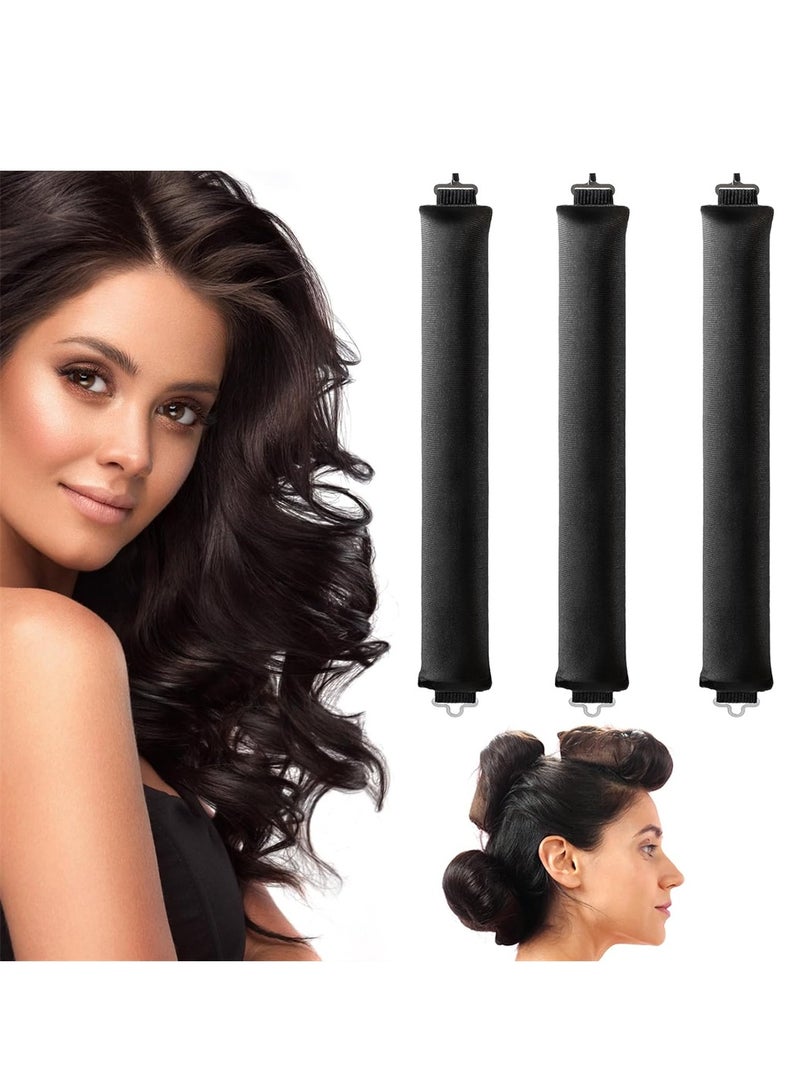 Zikra Heatless Hair Curler 3 Pack Black Flexi Rods with Hook Heatless Curling Rod for All Hair Types No Heat Curlers to Sleep In Overnight Heatless Curls for Blowout Hair - Image 1