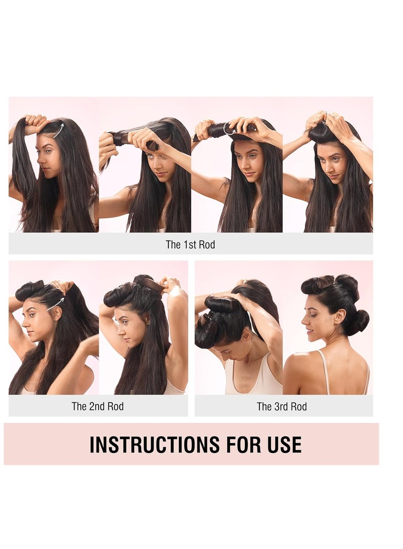 Zikra Heatless Hair Curler 3 Pack Black Flexi Rods with Hook Heatless Curling Rod for All Hair Types No Heat Curlers to Sleep In Overnight Heatless Curls for Blowout Hair - Image 4