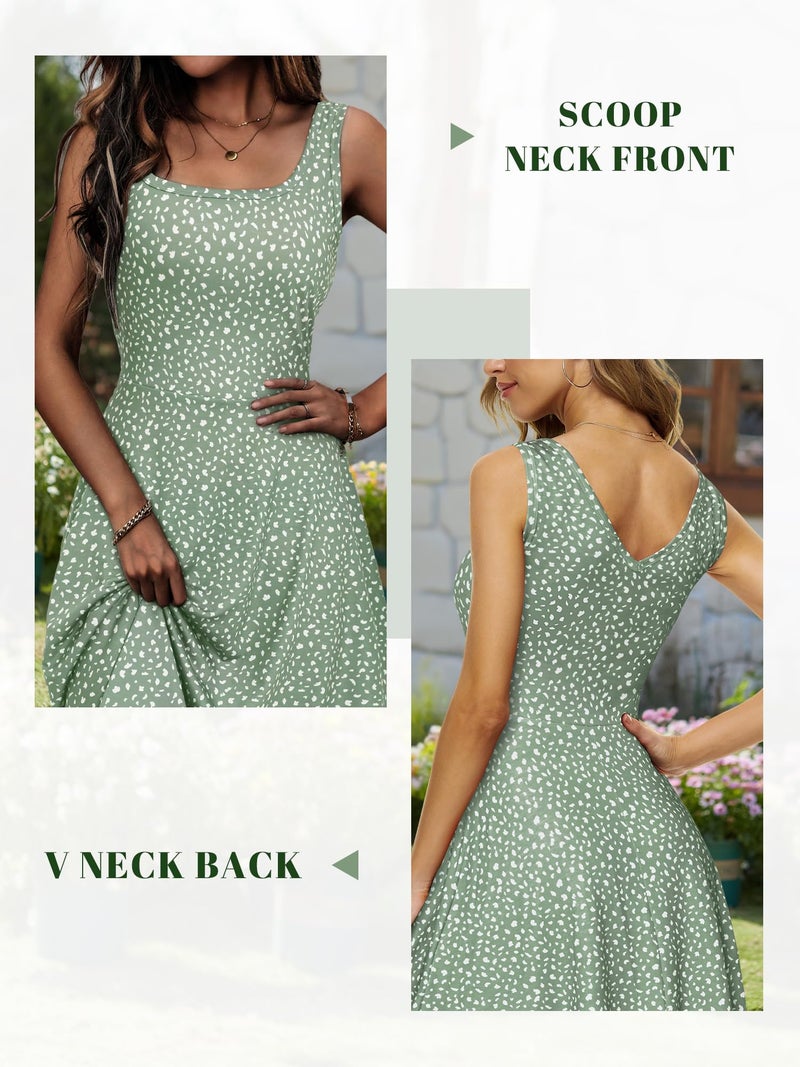 FENSACE Sundresses for Women Summer Casual Dress Sage Green Floral Spring Vacation Dresses for Women 2025 - Image 2