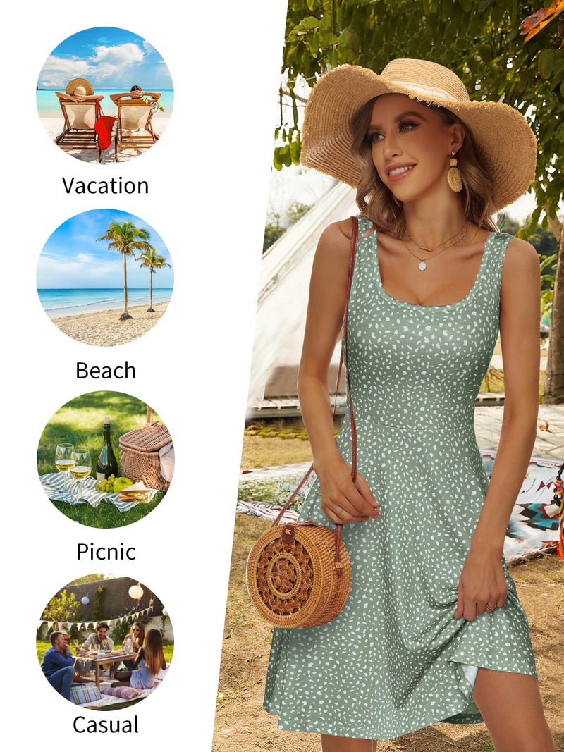 FENSACE Sundresses for Women Summer Casual Dress Sage Green Floral Spring Vacation Dresses for Women 2025 - Image 3