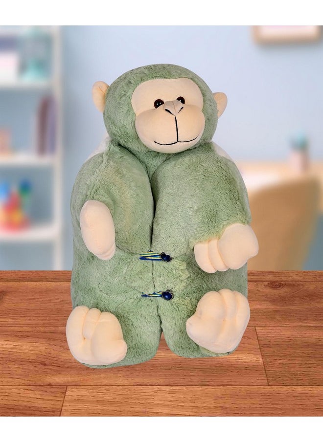 Besties BESTIES Premium Fur Monkey Soft Toy Cum Pillow Green - Height 45 cm  - Image 1