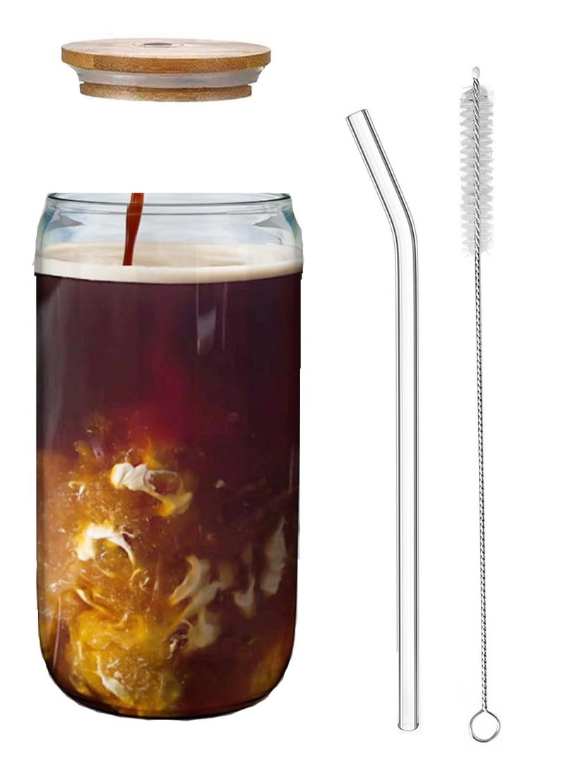 16oz Coffee Cup Water Glasses 1Pack Coffee Cups with Lids and Straw - Image 1