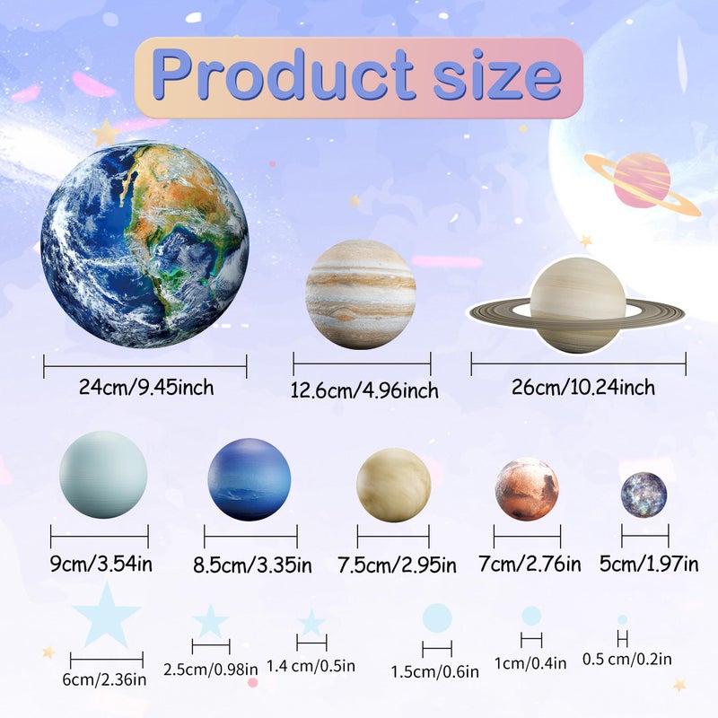 Robmoda Glow in The Dark Stars Solar System Wall Decals, The Earth Wall Stickers for Bedroom, Baby Nursery Planets Sticker Decoration for Ceiling (Blue) - Image 5