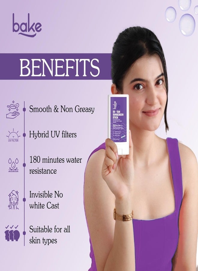 BAKE De-Tan Water Resistant Sunscreen Stick SPF 70 PA++++ with 2% Kojic Acid & Alpha Arbutin | Lightweight, No White Cast | For All Skin Types | For Pigmentation & Dark Spots - 20g - Image 2