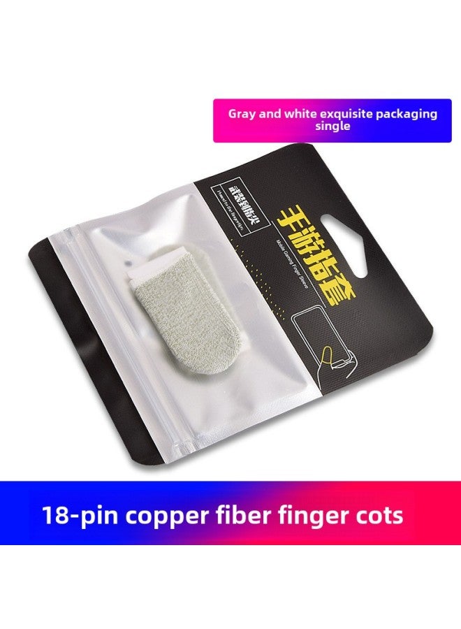 Ultra-thin Cloth Sweat-resistant Touch Screen Finger Sleeves For Gaming 24-needle Fiber Battle Bear Brand-Product Color:Copper Fiber Gray And White Pair (packing Bag)  - Image 1