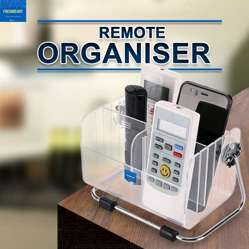 FreshDcart Tv-Ac Remote Organiser Stand Holder With Plastic Desk Organizer Stylish Pen Makeup Mobile 6-Slot Shelf Stackable Stationery Storage Acrylic Box For Men Women Home Study Table, Black - Image 2