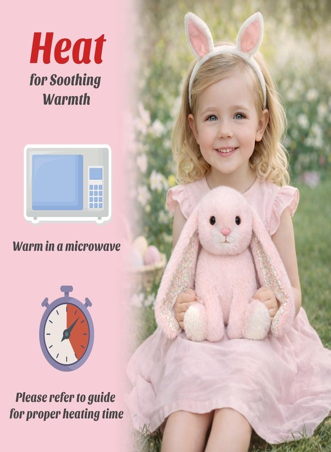 Easfan Microwavable & Weighted Stuffed Animals Cute Pink Bunny Plushie for Warmth-Comfort Cute Soft Plush Toys for Adults & Kids Easter Gifts,12inch - Image 3