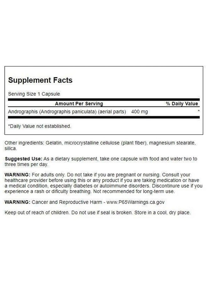 Swanson Full Spectrum Andrographis Paniculata 400 Milligrams 60 Capsules - Image 2